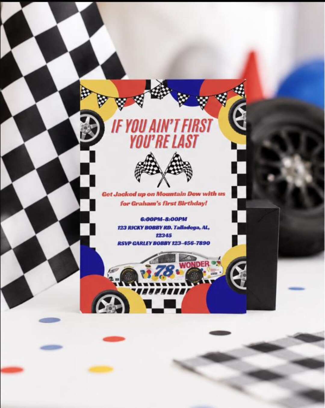 Congratulations Ricky Bobby Ricky Bobby 1st Birthday Invitation: Talladega Nights Party (digital ...