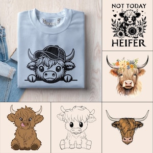 Highland Cow Svg | Cute Highland Svg | Not Today Heifer Svg | Highland Cow Png | Cute Cow Svg | Long Hair Cow Svg | Peeking Highland Cow Svg