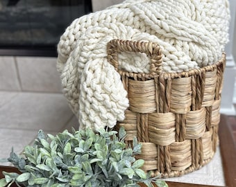 Manta de punto grueso estilo cottagecore: acogedora manta hygge, decoración rústica suave y neutra, regalo reconfortante, estética slow life