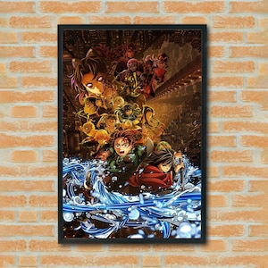 Demon Slayer Kimetsu No Yaiba Poster Unframed, Japanese Anime Wall Art Print, Manga Room Decor, Retro Otaku Aesthetic Gift for Fans