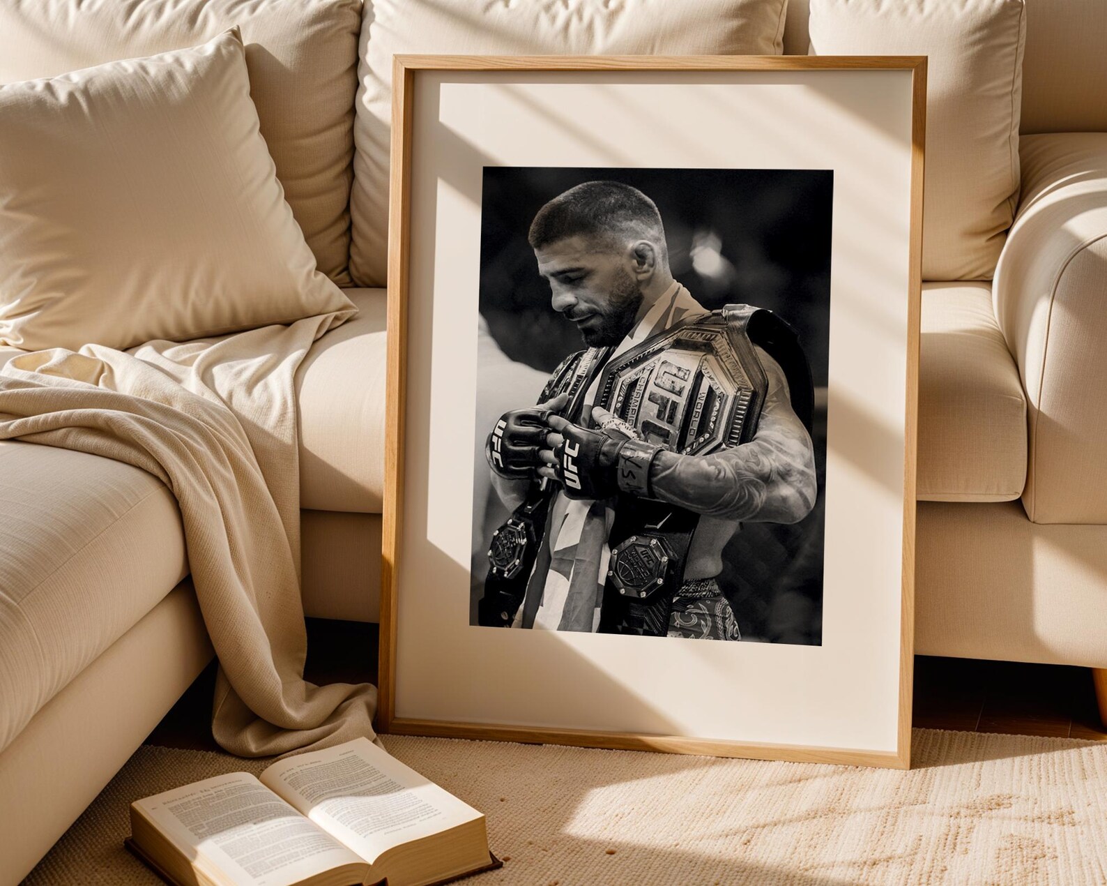 Ilia Topuria Digital Print, UFC Champion Wall Art, Black & White MMA ...