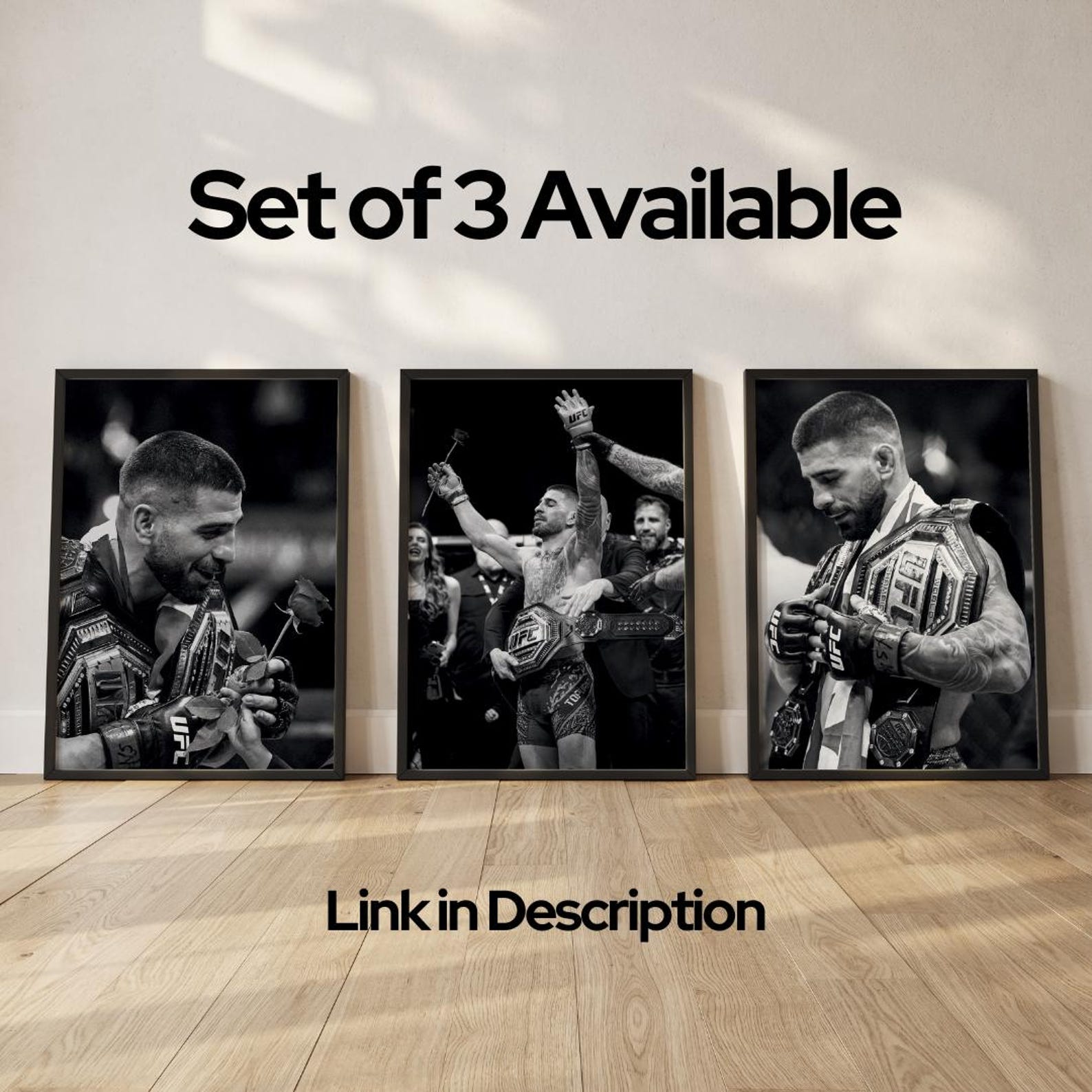 Ilia Topuria Digital Print, UFC Champion Wall Art, Black &amp; White MMA ...