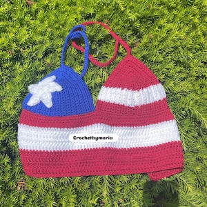 Crochet Puerto Rico Flag Top