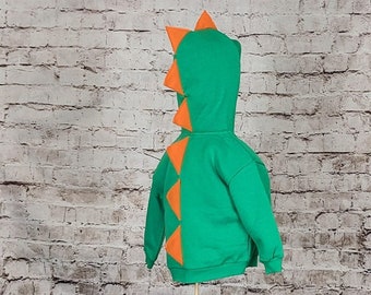 Kelly Green Dinosaur Hoodie With Orange (or any color) Spikes