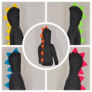 Pick Your Favorite Spike Color - Charcoal Gray Dinosaur Hoodie