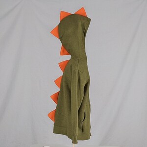 Olive Green Dinosaur Hoodie with Orange (or any color) Spikes