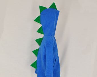 Blue Dinosaur Hoodie - With Green Spikes - Sizes 4, 5, and 6 Available