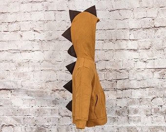 Light Brown Dinosaur Hoodie With Dark Brown (or any color) Spikes