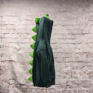 Forest Green Dinosaur Hoodie with Lime Green (or any color) Spikes