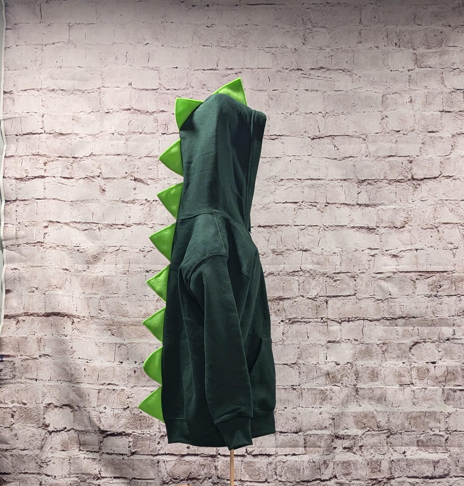 Forest Green Dinosaur Hoodie With Lime Green (or Any Color