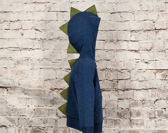 Heathered Denim Blue Hoodie With Olive Green (or any color) Spikes