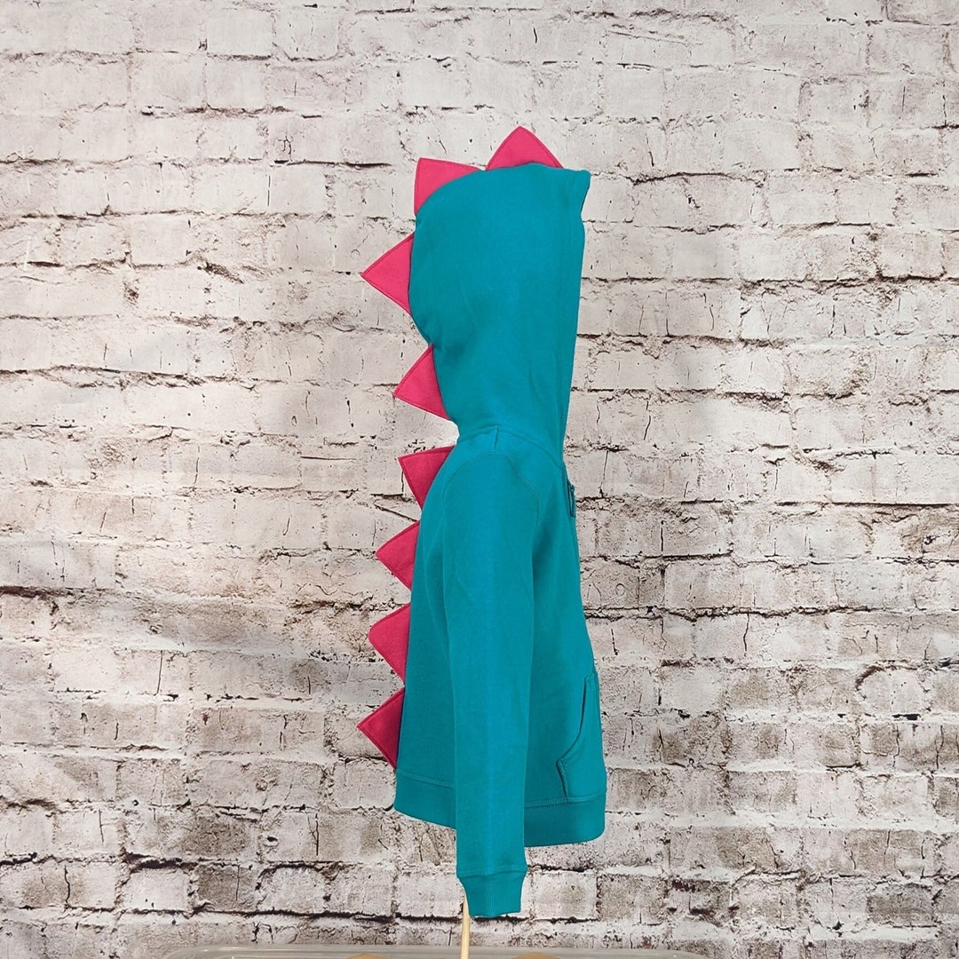 Turquoise Dinosaur Hoodie With Hot Pink (or Any Color
