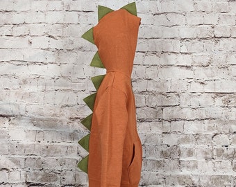 Heathered Orange Dinosaur Hoodie With Olive Green (or any color) Spikes