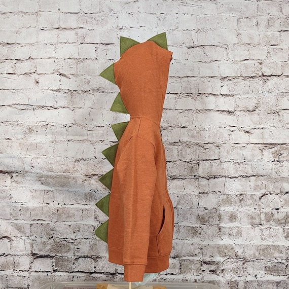 Heathered Orange Dinosaur Hoodie With Olive Green or Any Color Spikes Etsy UK