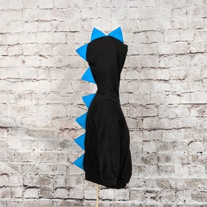 Black Dinosaur Hoodie With Teal (or any color) Spikes