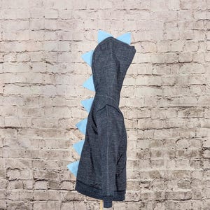 Speckled Navy Blue Dinosaur Hoodie with Light Blue  (or any color) Spikes