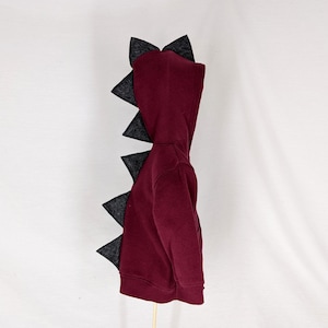 Maroon Dinosaur Hoodie with Dark Gray (or any color) Spikes