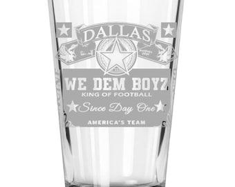 Dallas cowboys laser engraved 16oz glass cup
