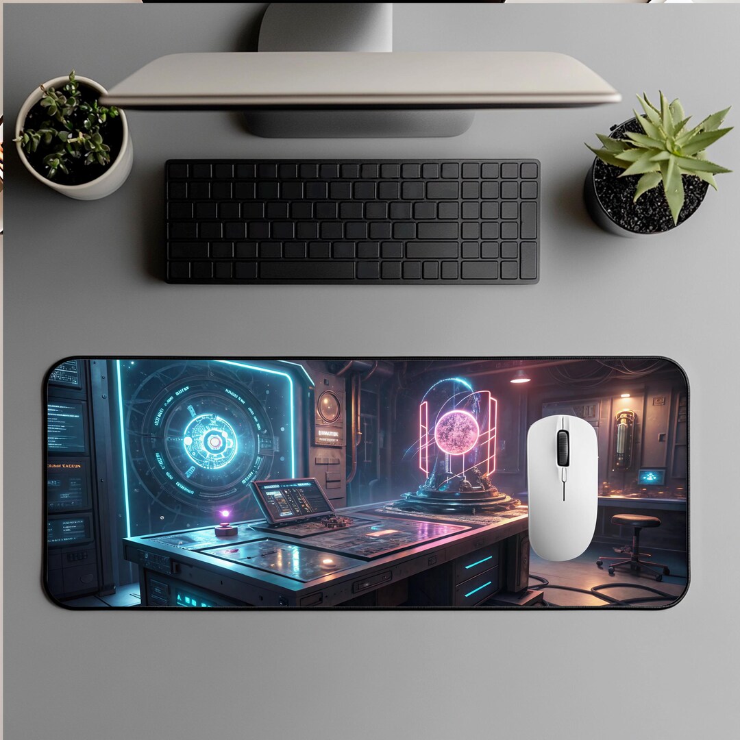 Sci-fi Lab Mouse Pad – Futuristic Neon Tech Desk Mat for Gamers ...