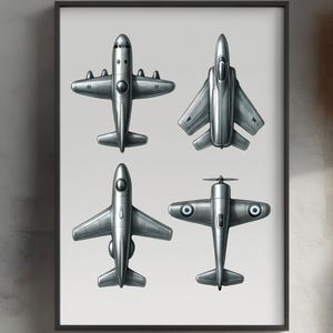 Vintage Airplanes Nursery Art | Classic Aviation Wall Art | Kids Room Decor | Printable Digital Download
