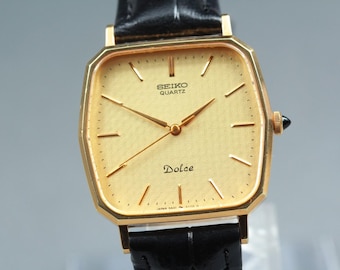 Vintage1982 [n mint] seiko dolce 5931-5560 gold square 29mm quartz men's watch