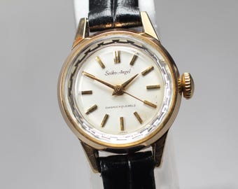 Vintage Seiko Angel Gold Plated 1004 3020 White Dial Lady  display picture 3