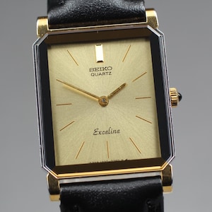 Exc+5* Vintage 1985 SEIKO Dolce 9531-5100 Qz Gold Rectangle