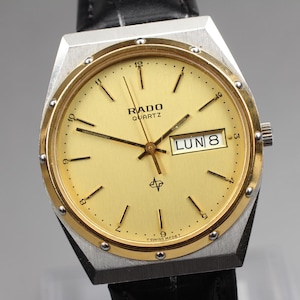 ラドクォーツ腕時計Rado 114 32414 Newbatt. Exc+5* Rado 114.3241.4 Gold Day Date 32.4mm Quartz Men's