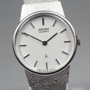 Vintage 1979 Exc+5* Seiko Bracelet 1400-0120 Silver Quartz Ladies Watch JAPAN