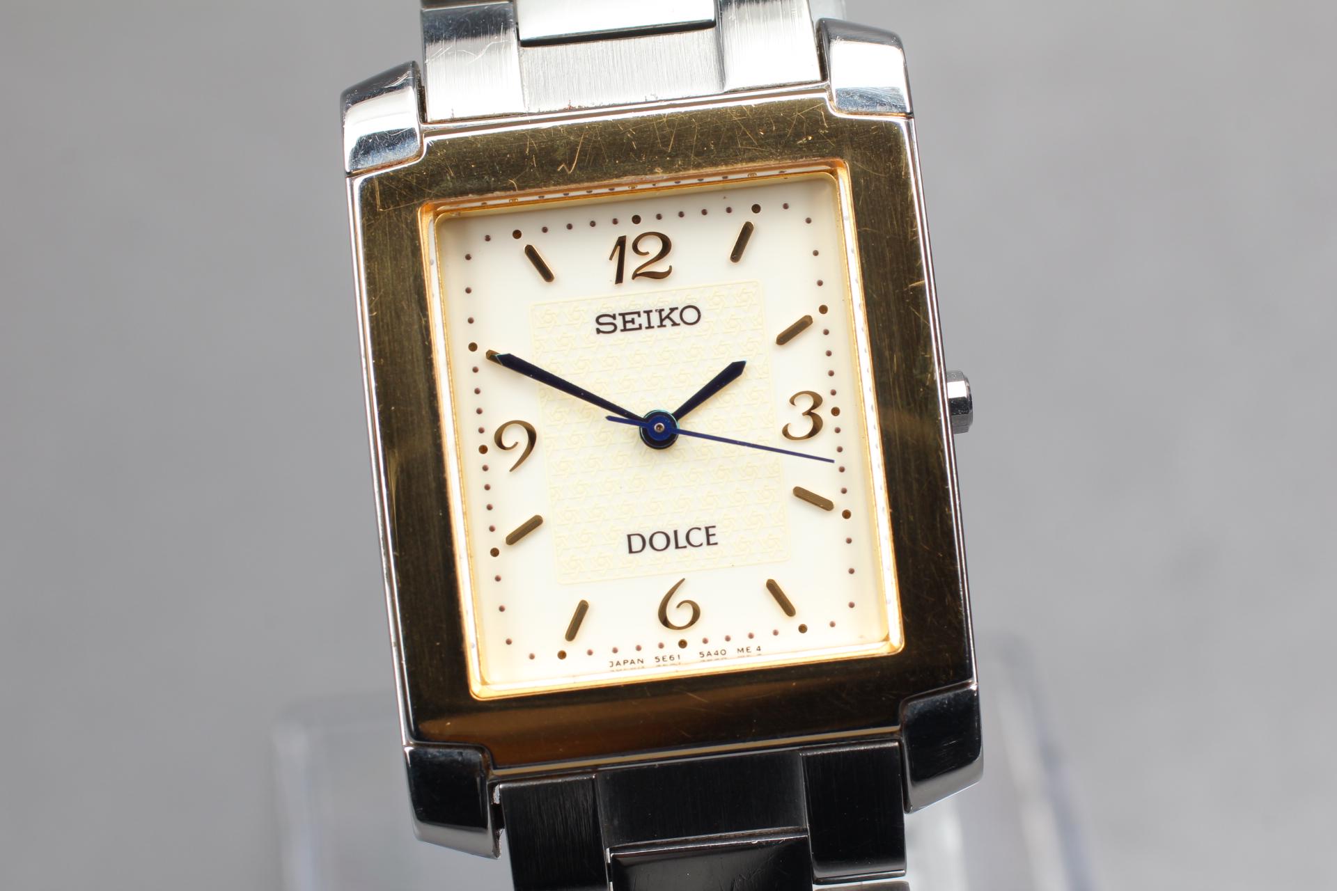 Vintage 1998 Near MINT* Seiko Dolce 5E61-5A40 Gold Square 26mm Qz 