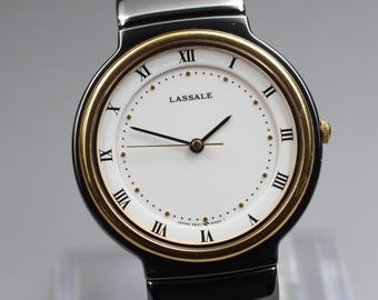 Vintage very rare Men's Lassale (Seiko) Silver tone quartz watch