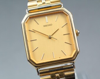 Vintage 1990 Exc+4* Seiko Chariot 5P31-5E10 Gold Square 27mm Qz