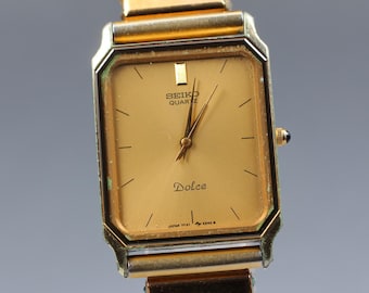 Vintage Seiko Dolce Gold Plated 30 Microns 5931 5400 Yellow Dial