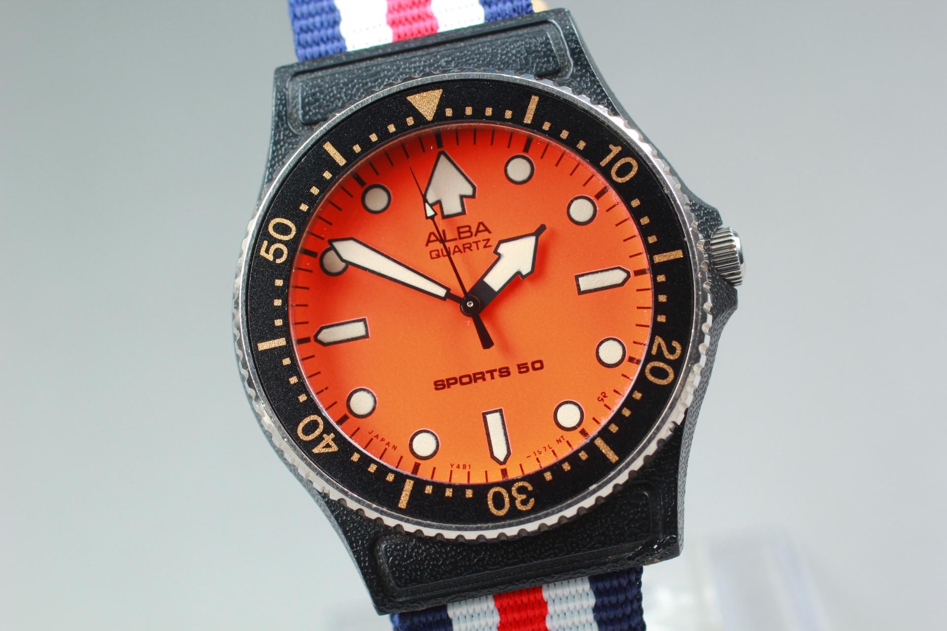Near MINT* Seiko Alba Sports 50 Y481-014A Orange Dial Watch
