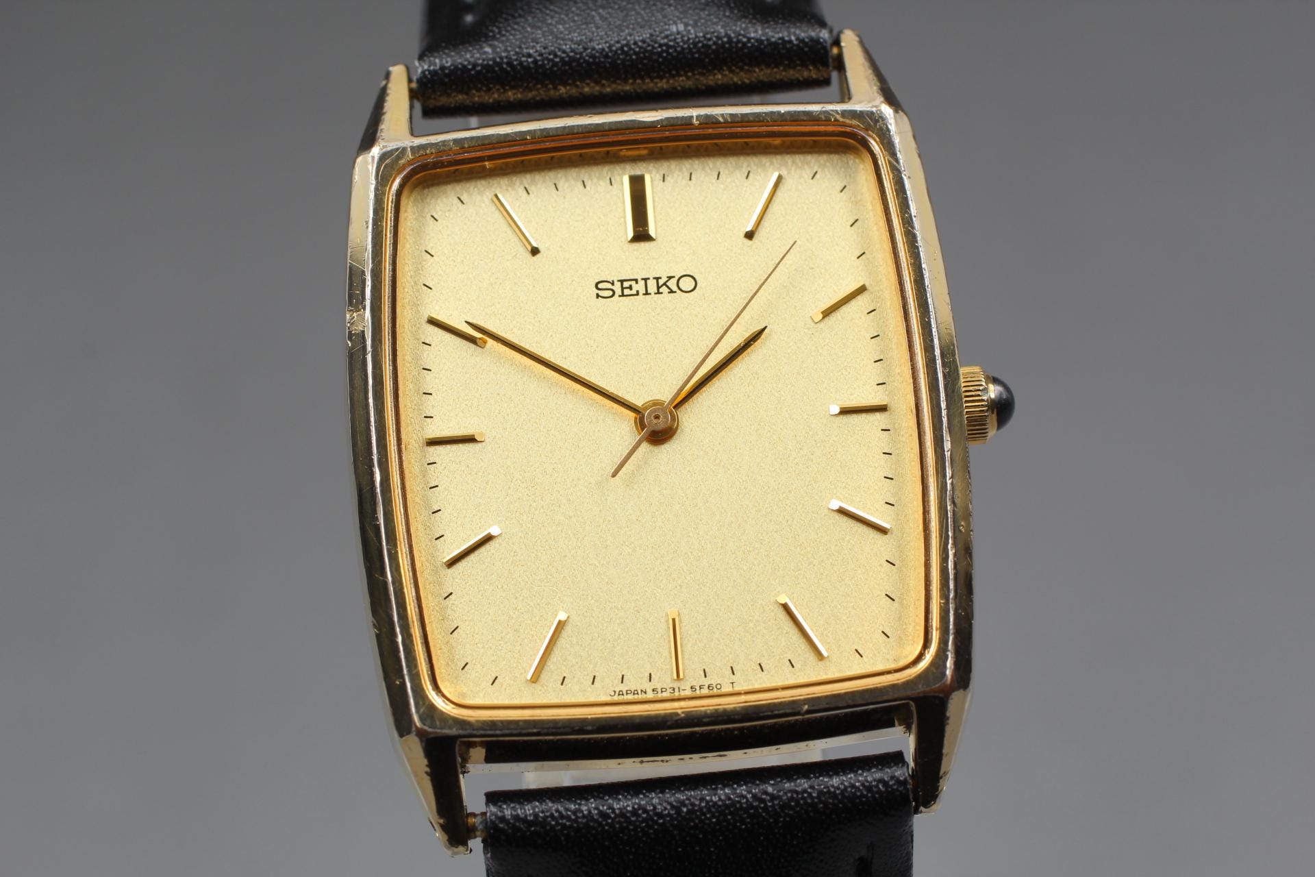 Vintage 1990 Exc+4* Seiko Chariot 5P31-5E10 Gold Square 27mm Qz
