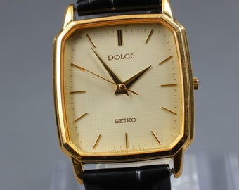 Vintage Seiko Dolce Gold Plated 30 Microns 5931 5400 Yellow Dial
