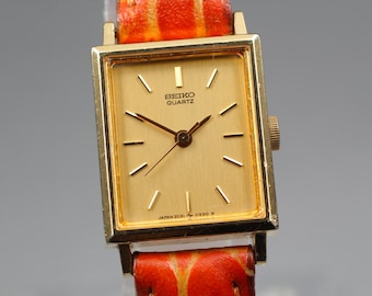 Vintage 1984 Exc+5* Seiko Chariot 2C21-5190 Tank Gold 17mm Quartz