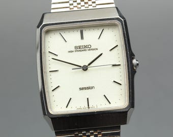 Vtg 1990 [M MINT] Seiko Session 5E31-5A70 Silver Square 30mm Quartz Men's Watch