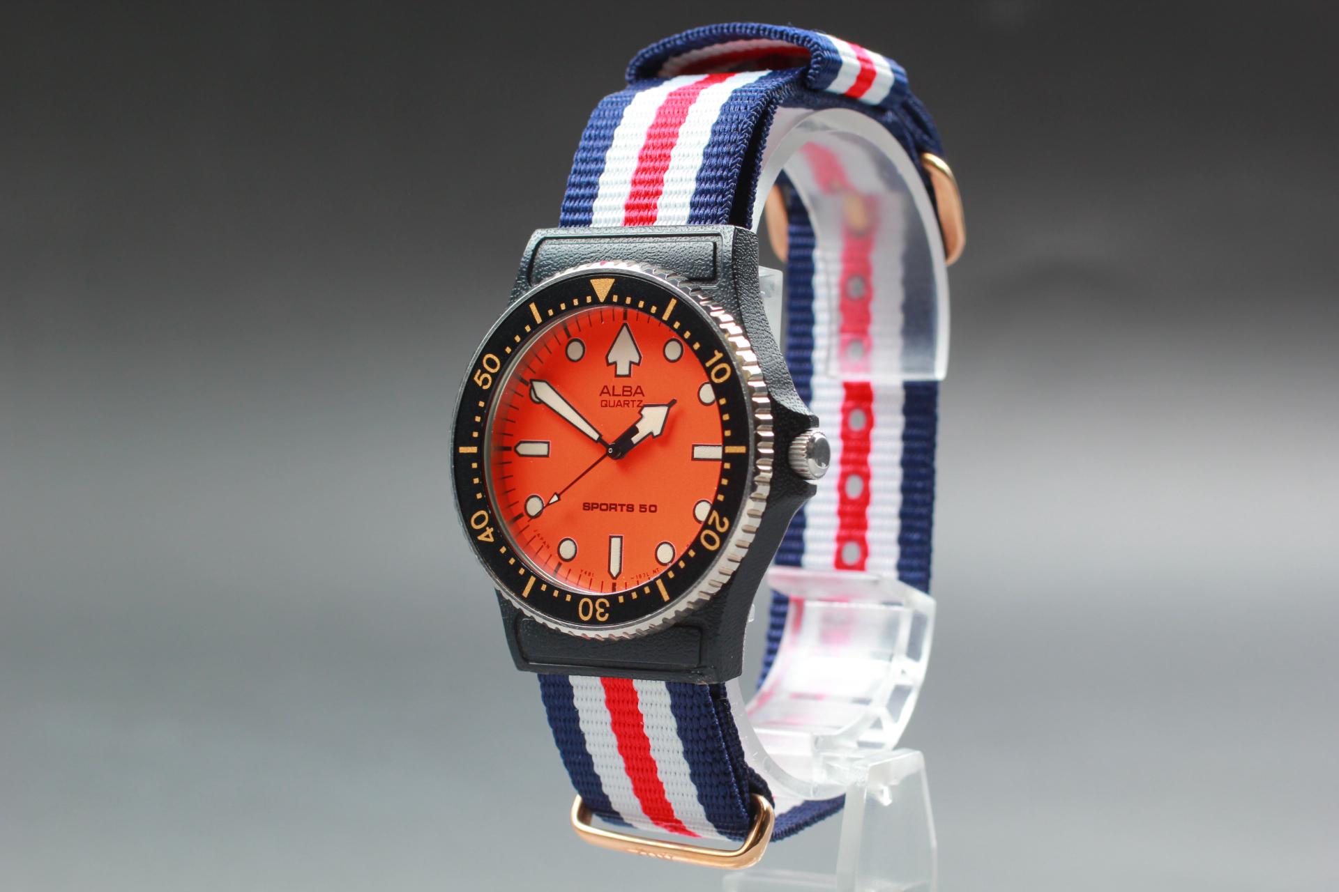 Near MINT* Seiko Alba Sports 50 Y481-014A Orange Dial Watch