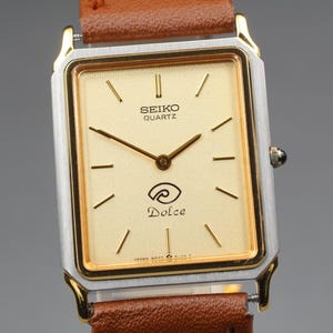 Exc+5* Vintage 1985 SEIKO Dolce 9531-5100 Qz Gold Rectangle