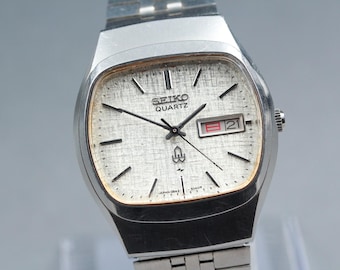 Seiko Quartz Square Tank Men's Watch 1970's With Original Bracelet