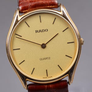 Neues Batt. Exc + 5 * Vintage Rado 121.5336.2 Gold 33 mm Quarz-Herrenuhr aus JAPAN