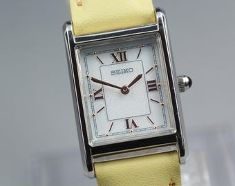 Vintage 1990 Exc+5 Seiko Dolce 9530-5020 Roman Two-tone Tank