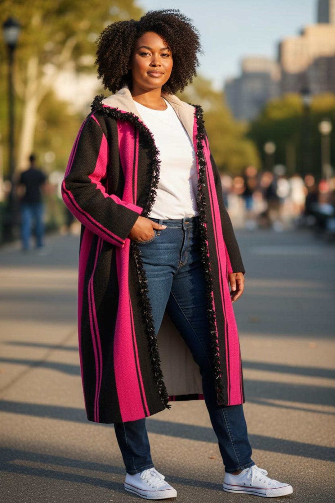 Handmade Wool Rug Jacket With Hood XL/XXL | Upcycled Long Coat | Black ...
