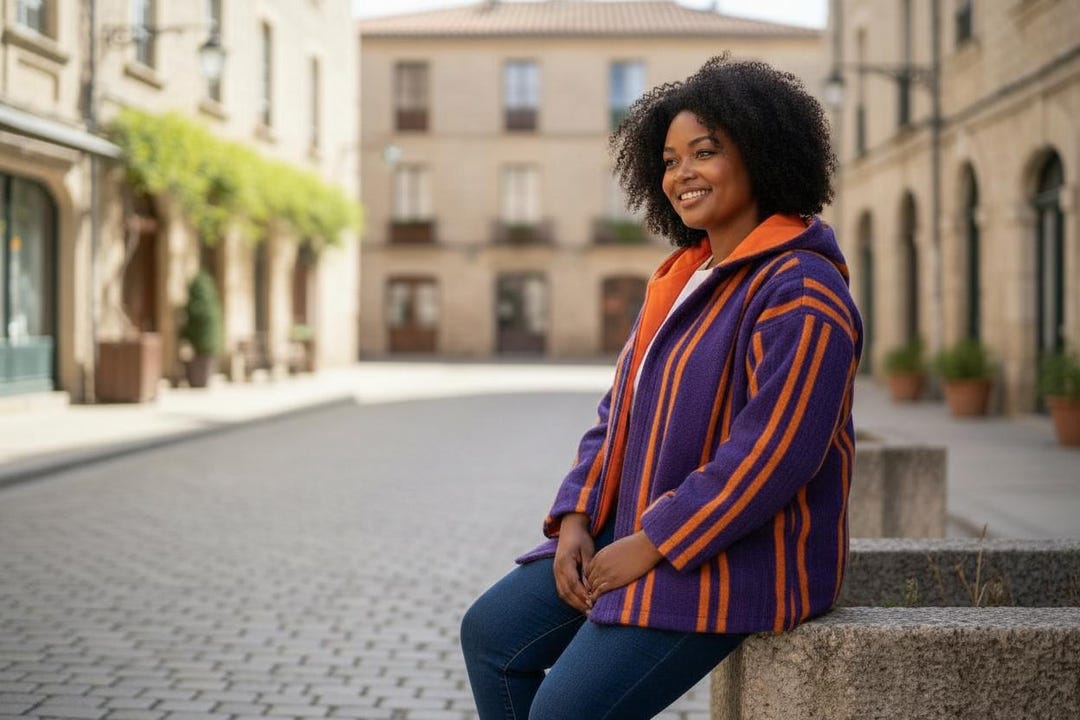 Purple Wool Rug Jacket | Handmade Upcycled Coat Orange Stripes ...