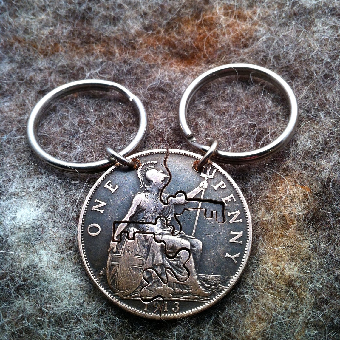 KEYS to My HEART for TWO vintage Coin Keychain Set Etsy