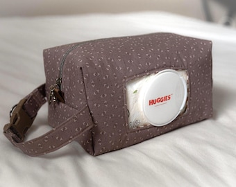 Baby Diaper and Wipes Pouch | Bag, Brown, Neutral, Handmade