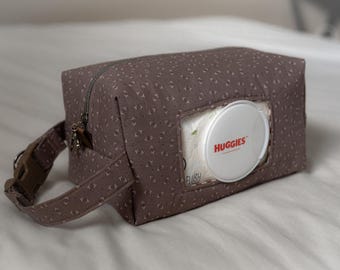 Baby Diaper and Wipes Pouch | Bag, Brown, Neutral, Handmade