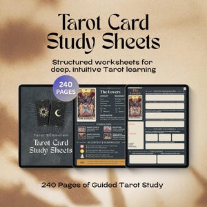 Tarot Study Sheets PDF: 78-Card Workbook (Dark Version)
