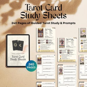 Tarot Study Sheets PDF: 78-Card Workbook with Reflection Prompts